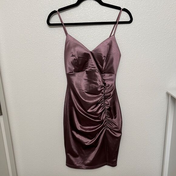 Guess Purple Ruched Bodycon Mini Dress - Picture 1 of 8